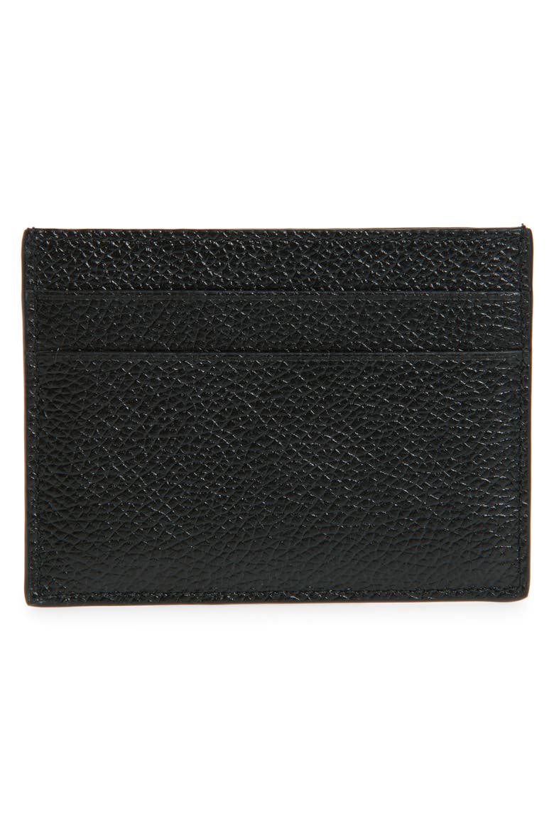 Cash Tape Type Logo Leather Card Holder, Alternate, color, BLACK/ LIGHT PAPER
