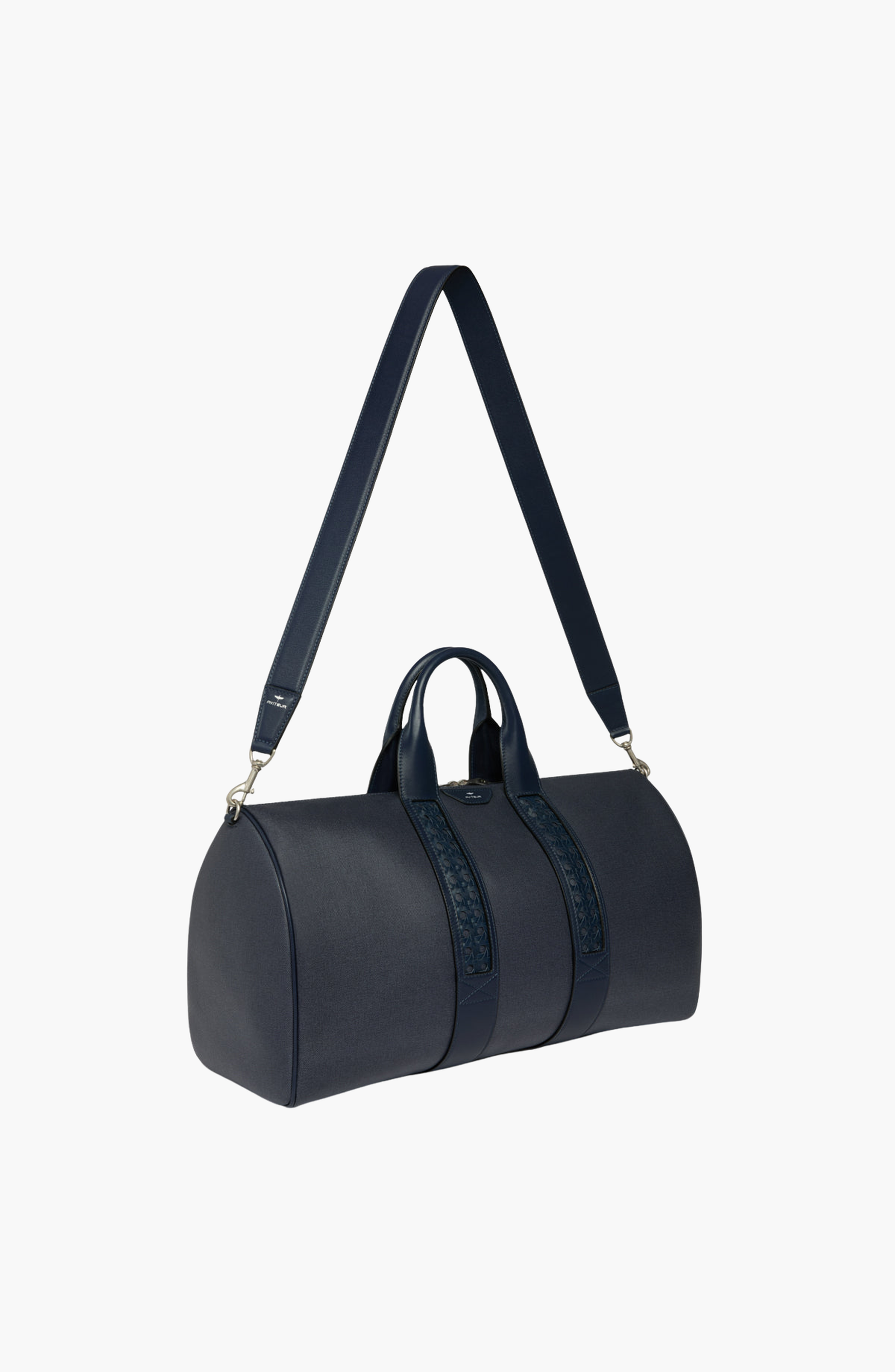 Aviteur Water-Resistant Canvas Leather Newport Duffle, Alternate, color, Blu Nautico