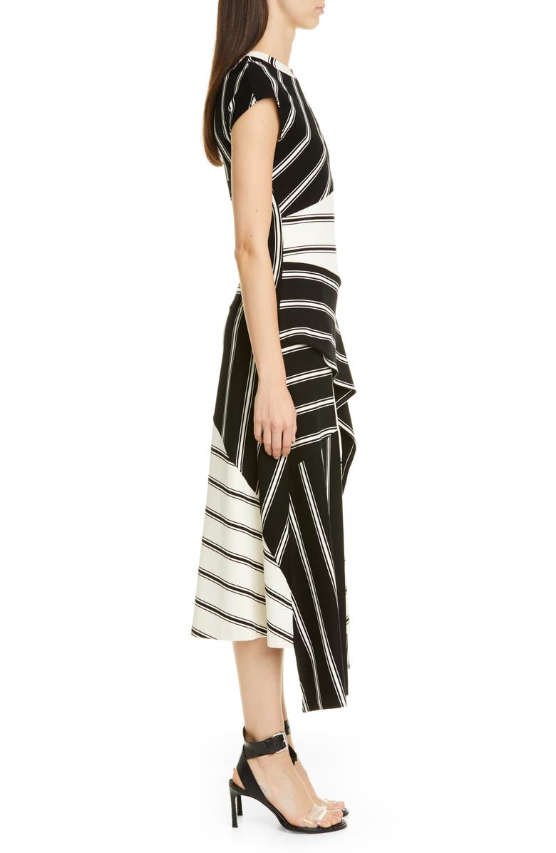 MONSE Asymmetrical Stripe Jersey Midi Dress, Alternate, color, 