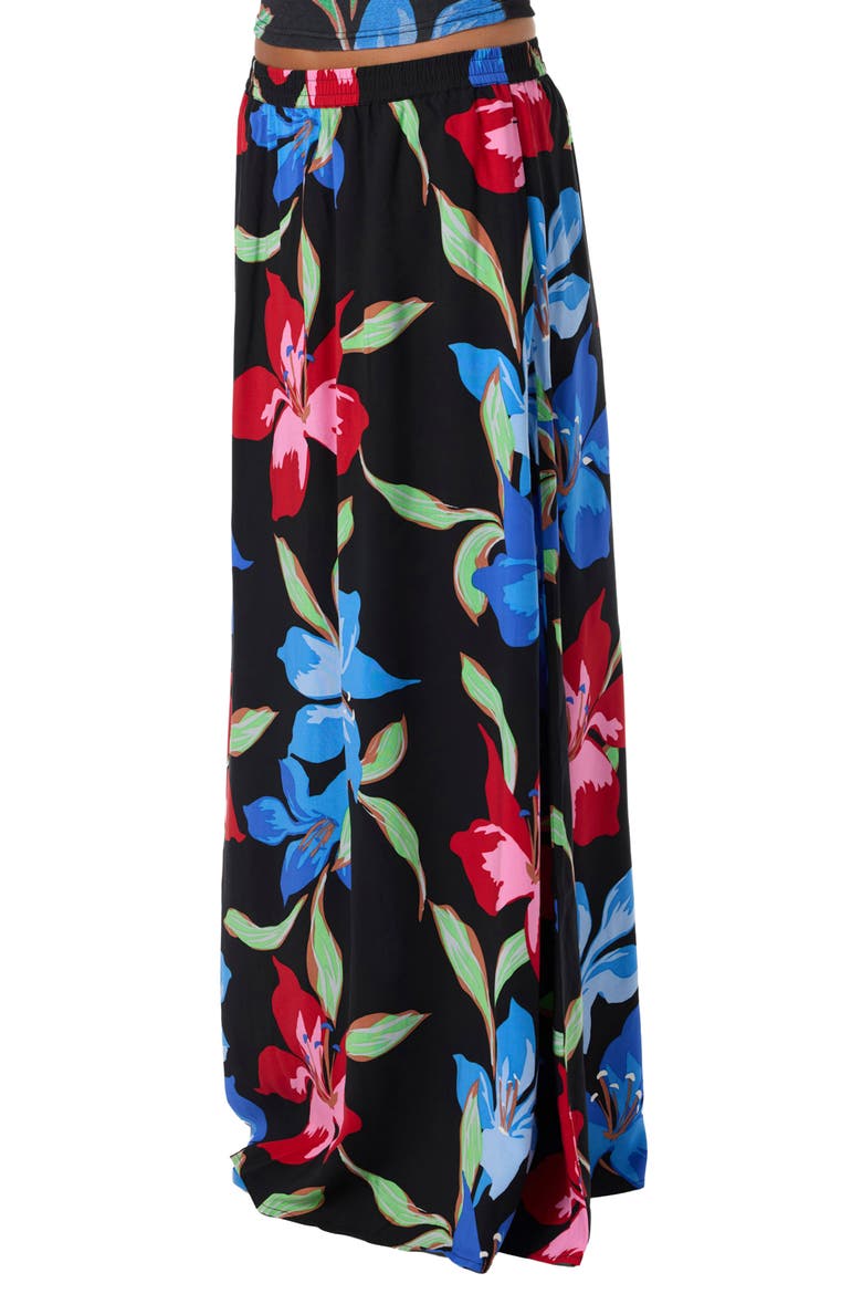 Lindon Floral Print Maxi Skirt, Alternate, color, BLACK