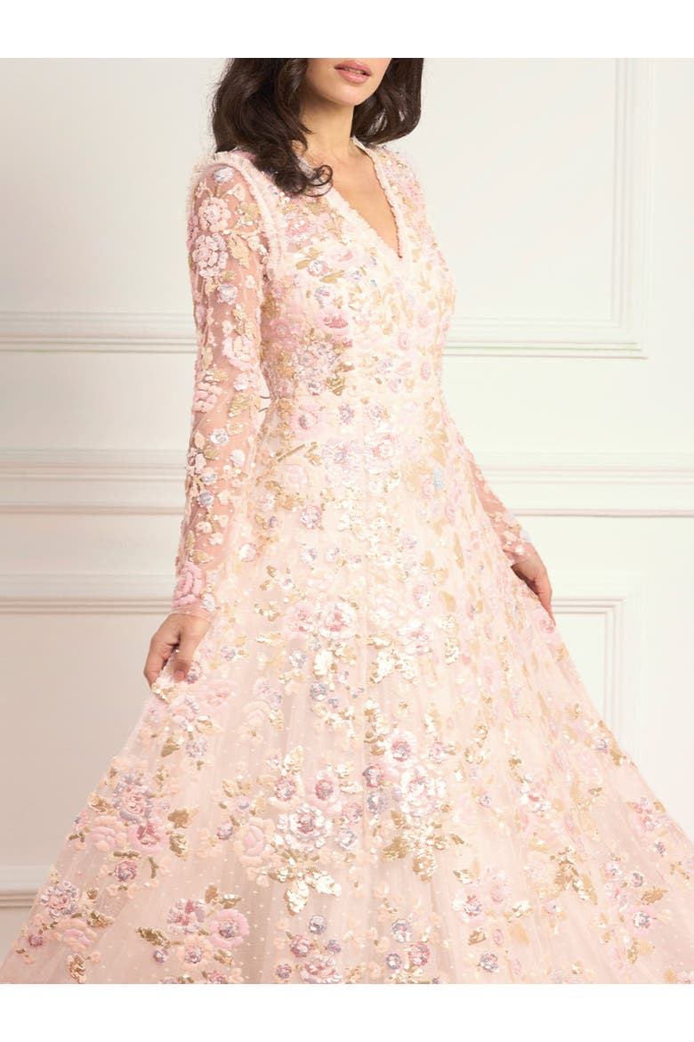 Sequin Paradise V-Neck Gown, Alternate, color, Opal/Multi
