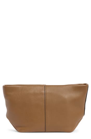 Allsaints Hex Grained Leather East/west Pouch In Brown