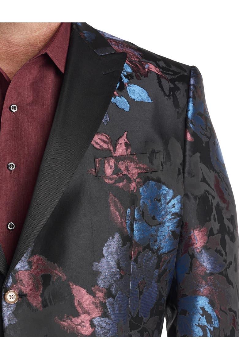 Big & Tall Bold Floral Sport Coat, Alternate, color, BLACK