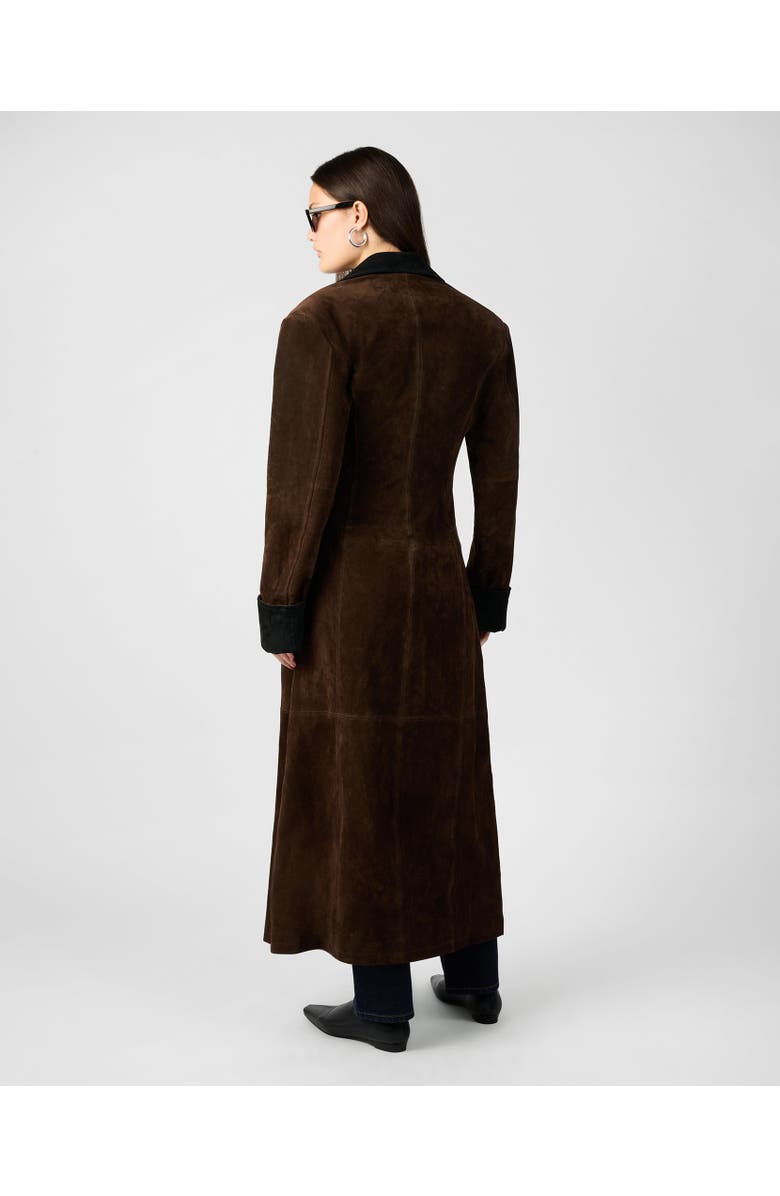 WeWoreWhat Premium Double Breasted Suede Coat, Alternate, color, Chocolte Brw/Bk