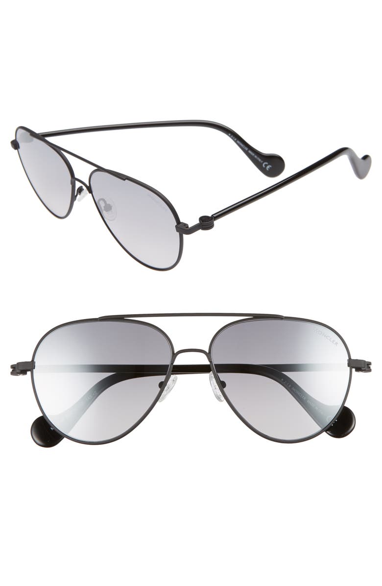 Moncler 57mm Aviator Sunglasses, Main, color, 