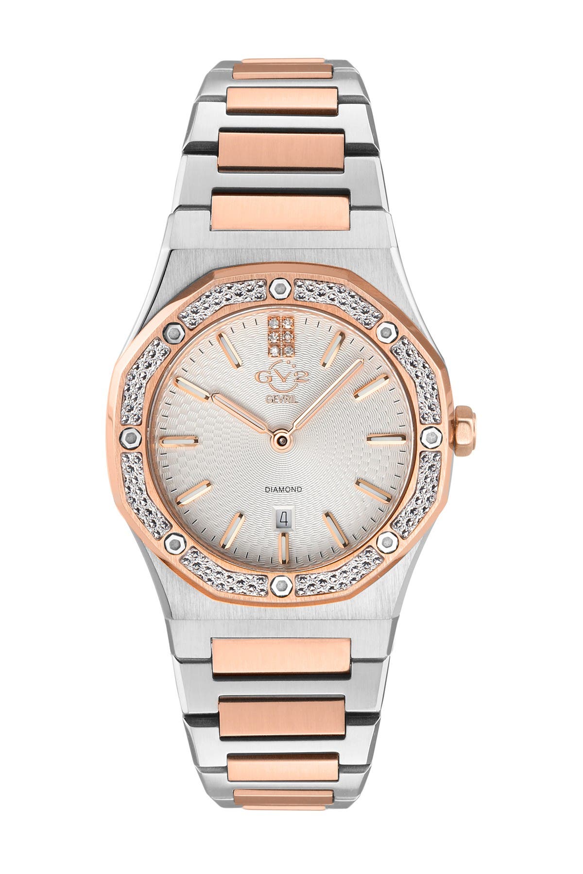 GV2 Palmanova Silver Dial Two-Tone Diamond Watch, 33mm