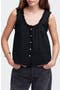 Embroidered Ruffle Trim Sleeveless Top