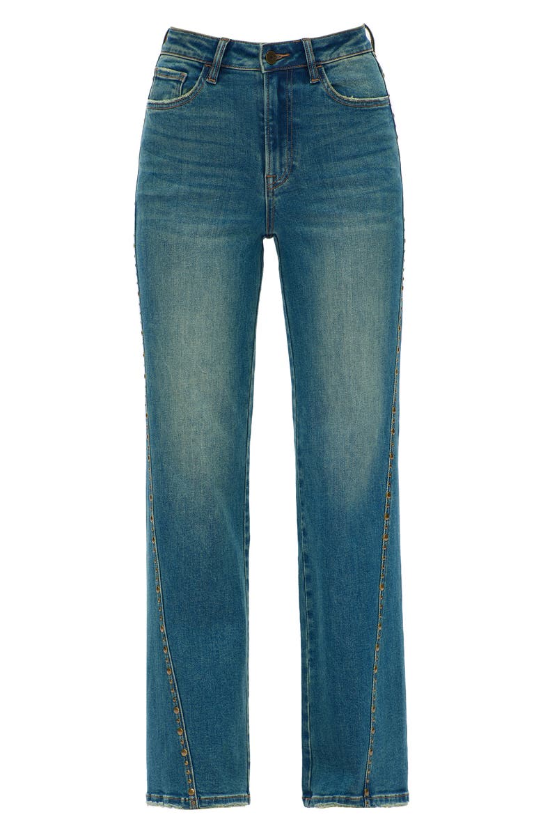 Bayeas Seamed Rivet High Waist Wide Leg Jeans, Alternate, color, Vintage Medium Blue