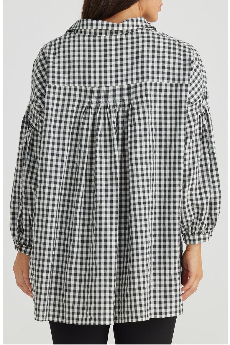 Duchess Check Print Woven Cotton Shirt, Alternate, color, BLACK