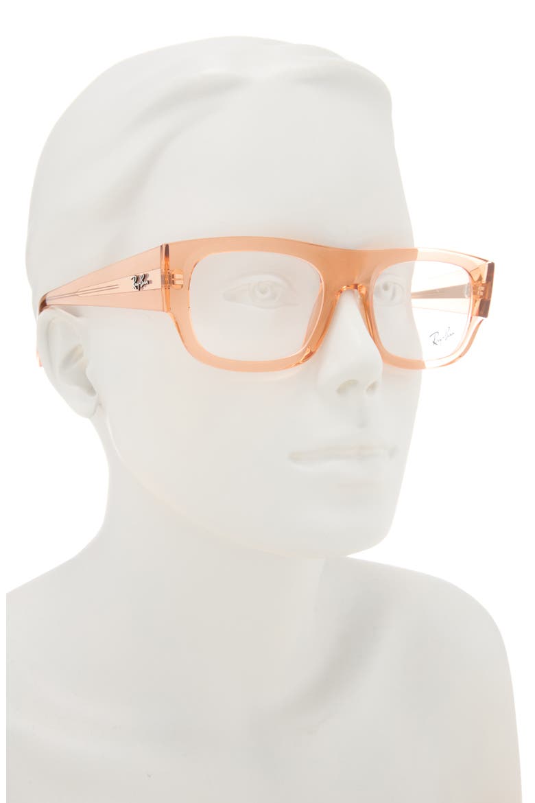 Kristin 54mm Rectangular Optical Glasses, Alternate, color, ORANGE