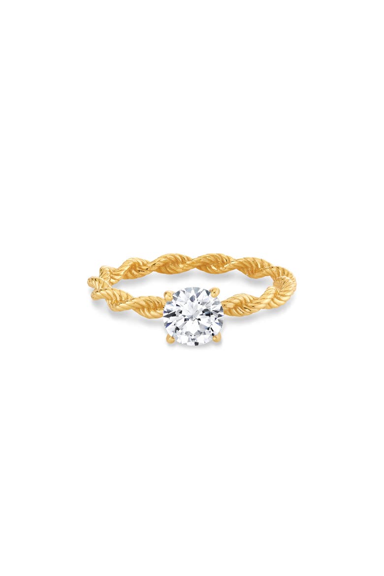 Brilliant Cut Cubic Zirconia Twisted Band Solitaire Ring, Alternate, color, 18KT YELLOW GOLD / CLEAR STONE