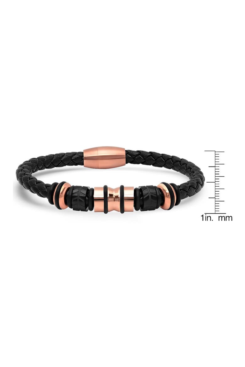 Men's Braided Leather Bracelet, Alternate, color, GOLD