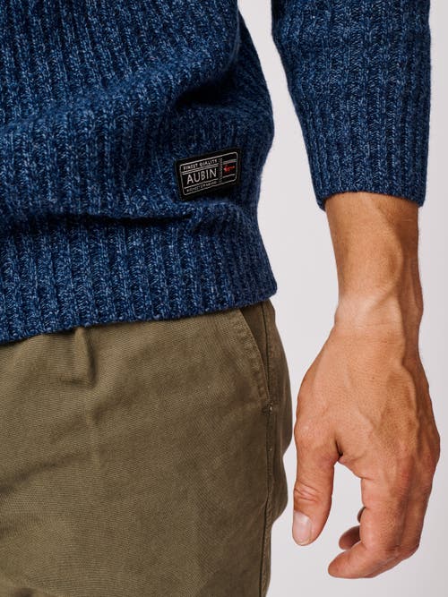 Aubin Ray Fisherman Rib Crew Neck Sweater In Blue