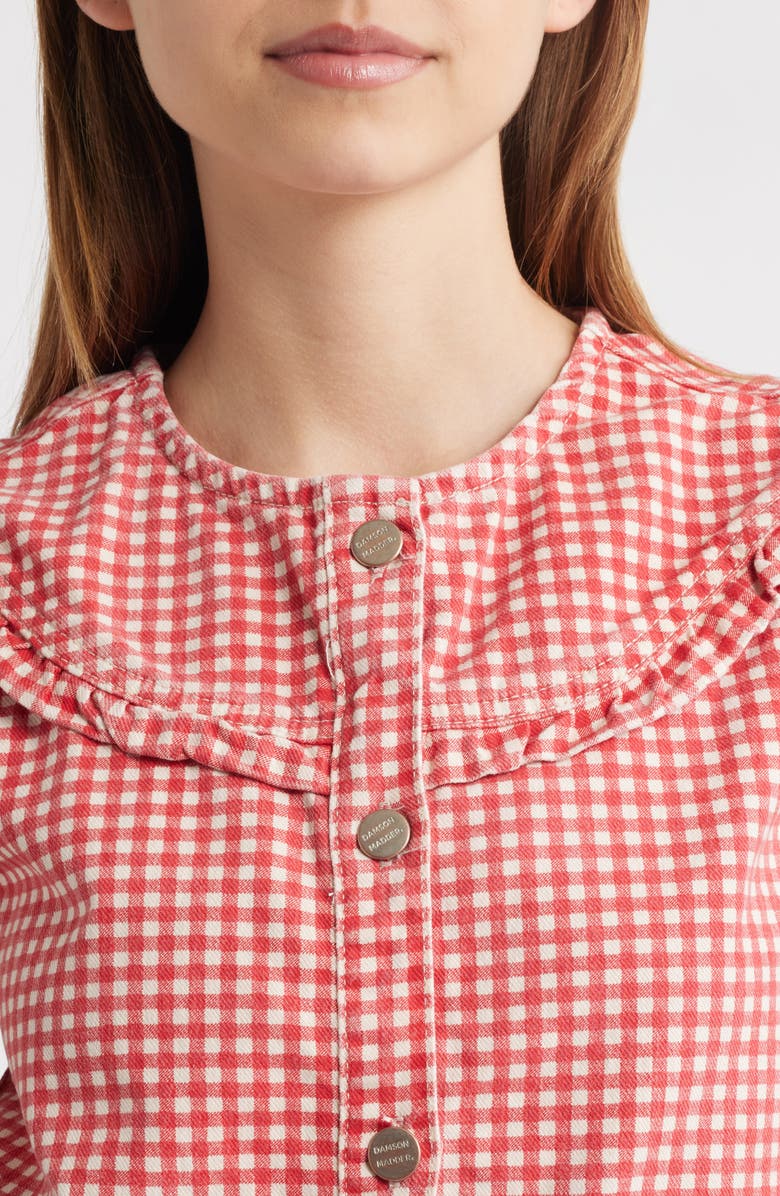 Damson Madder Mari Stretch Cotton Gingham Vest, Alternate, color,