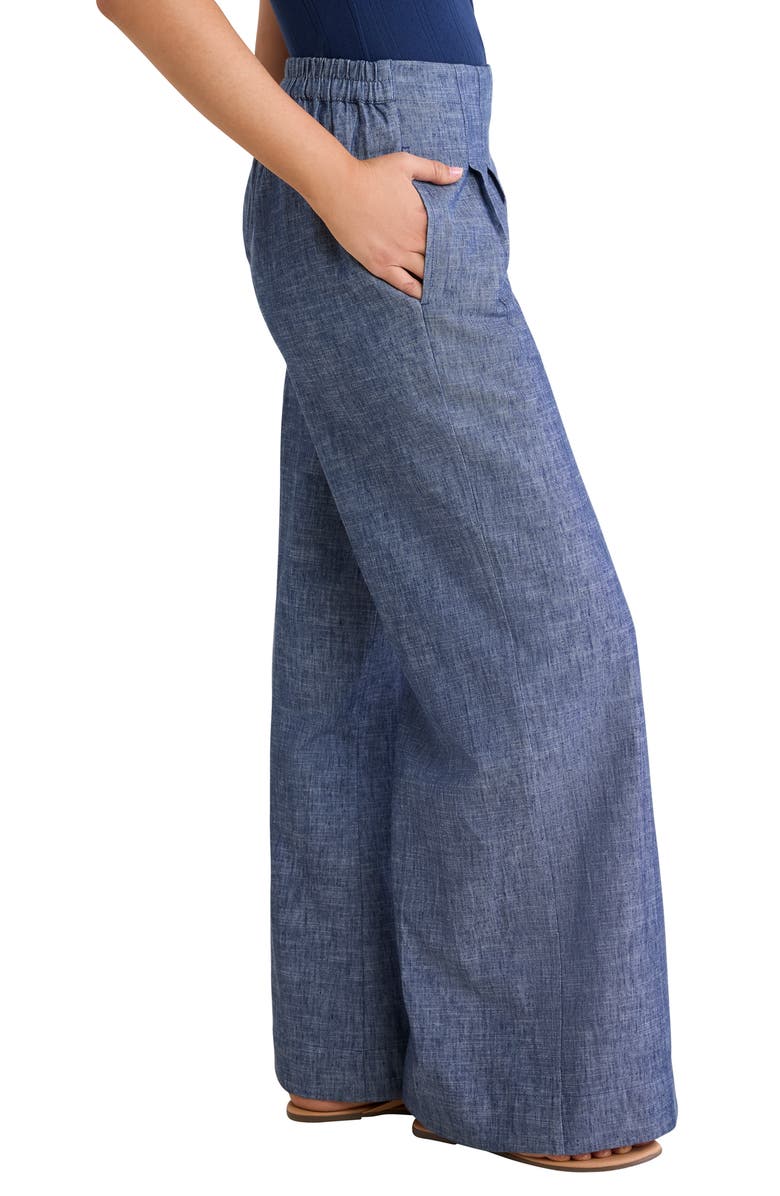 nz BY NIC AND ZOE Ellis Wide Leg Chambray Pants, Alternate, color, Indigo Mix