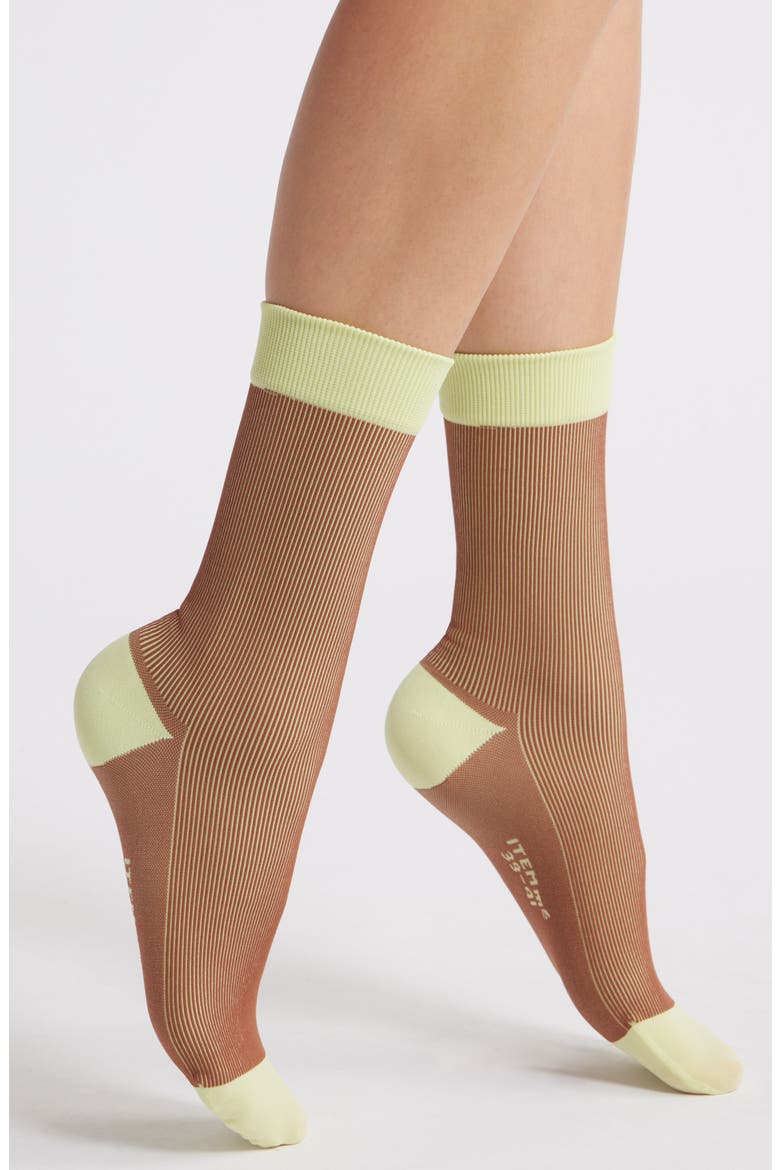 Two Tone Rib Compression Crew Socks, Main, color, MINT CHOCOLATE