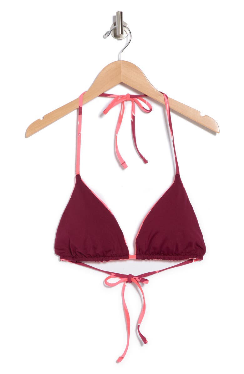 Maaji Red Foliage Balmy Reversible Triangle Bikini Top, Alternate, color,