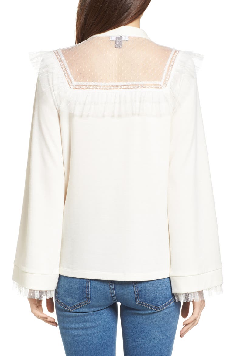 Mesh Yoke Sweatshirt, Alternate, color, CREAM COMBO