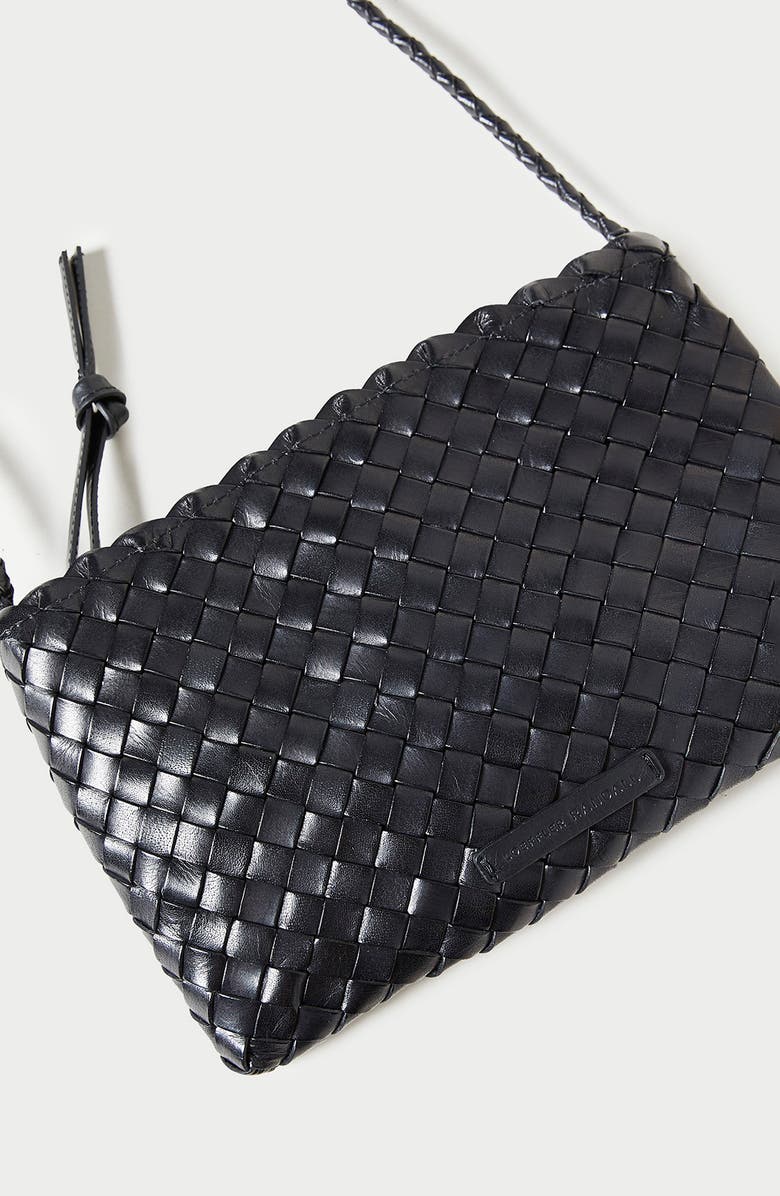 Loeffler Randall Marison Woven Leather Crossbody Pouch, Alternate, color, Black
