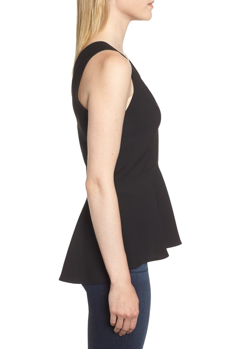 Back Zip Peplum Top, Alternate, color, BLACK