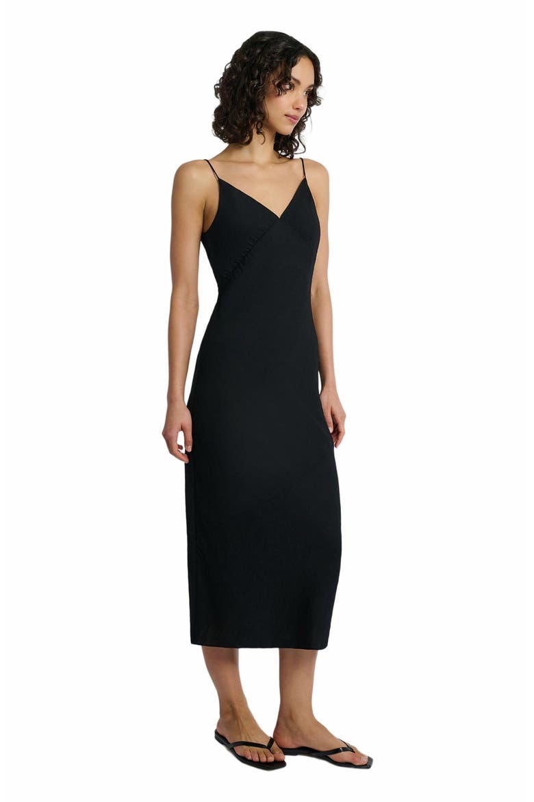 Crinkle Slip Dress, Alternate, color, BLACK