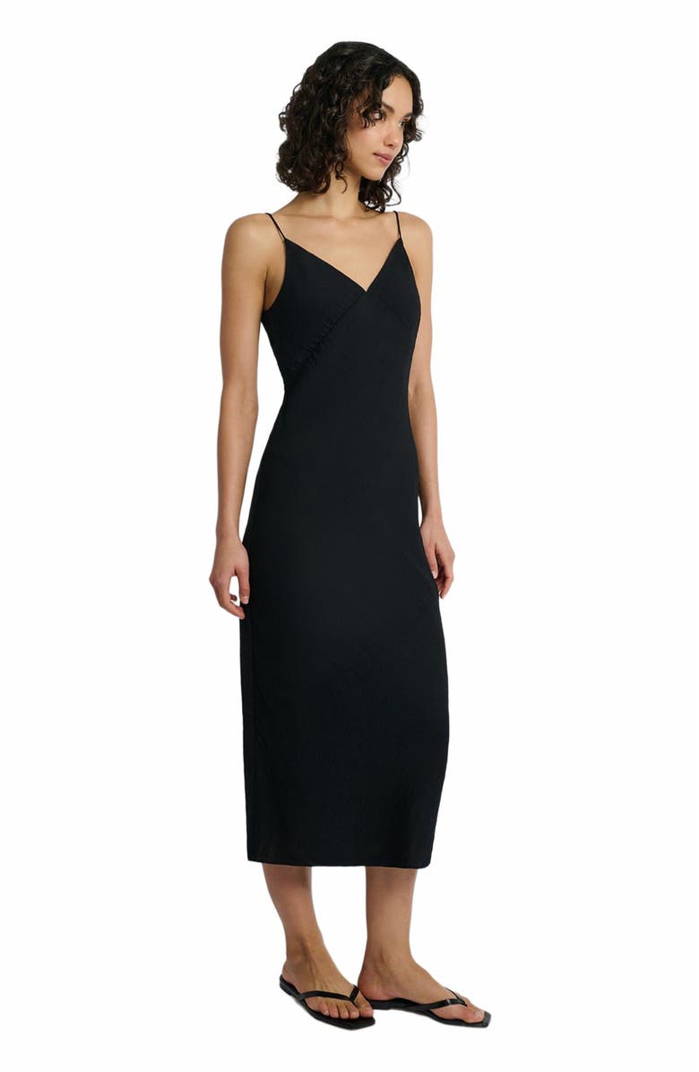 Onia Crinkle Slip Dress, Alternate, color, Black