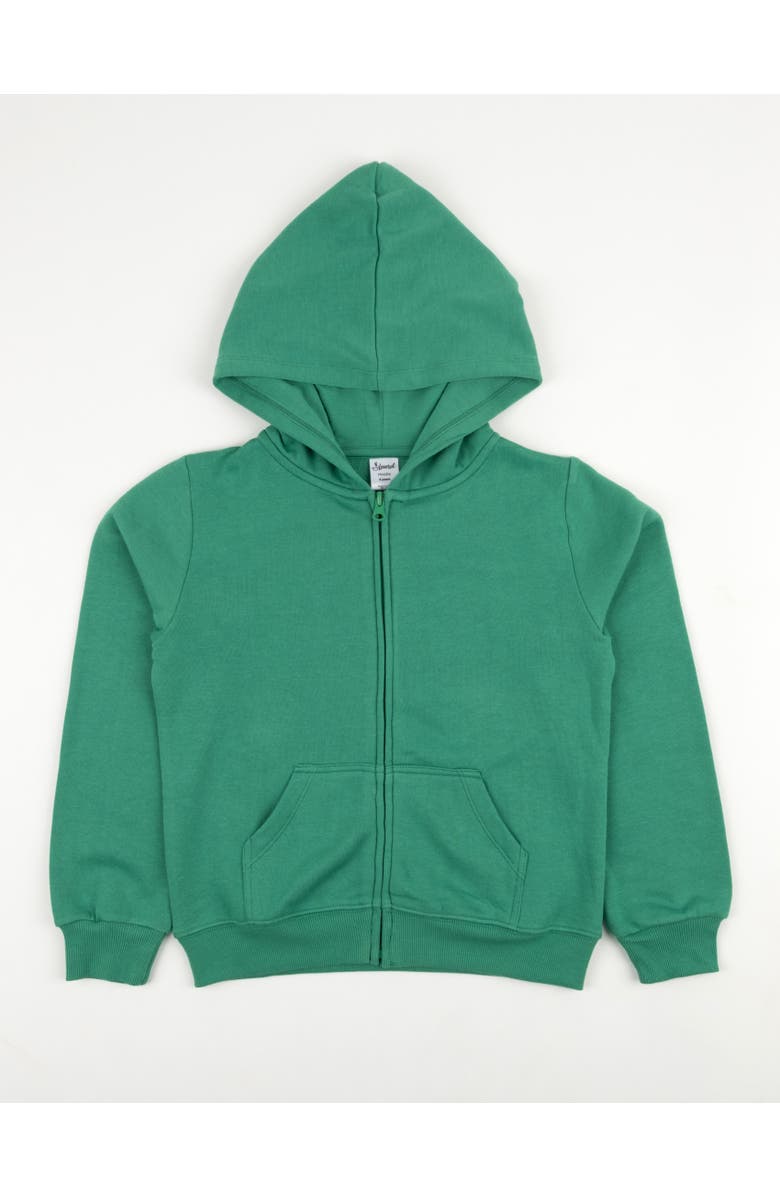 Leveret Kids Zip-Up Sweatshirt Hoodie, Cotton Blend, Solid Colors, Main, color, Green