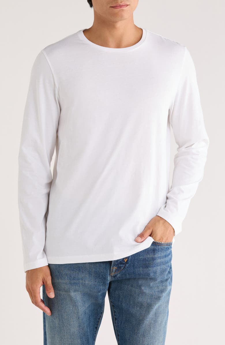 Vince Crewneck Long Sleeve Cotton Knit T-Shirt, Main, color, Optic White