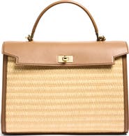 Anya Hindmarch Mortimer Leather & Raffia Top Handle Bag