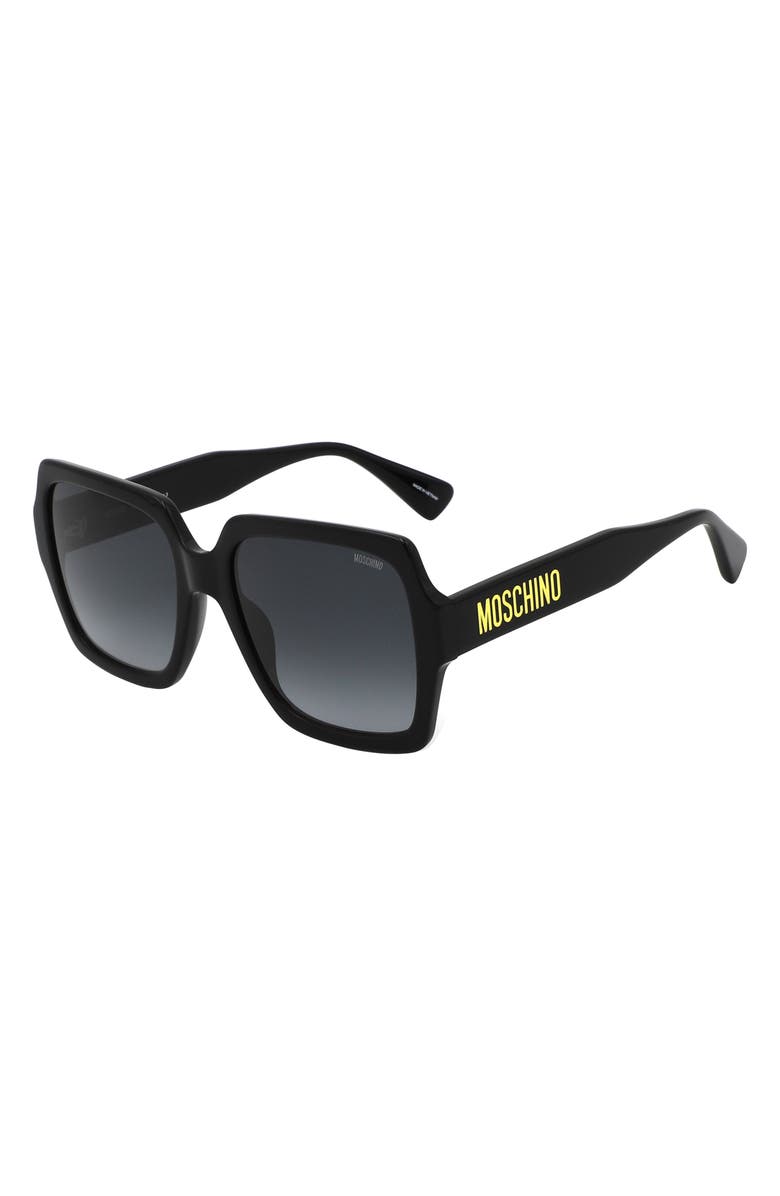 Moschino 56mm Square Sunglasses, Alternate, color, Black
