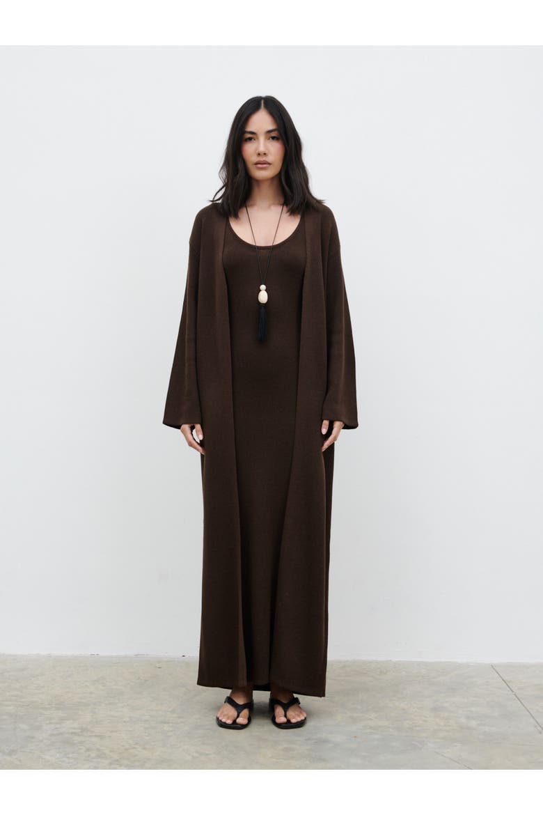 Dora Scoop Neck Maxi Dress, Alternate, color, Brown