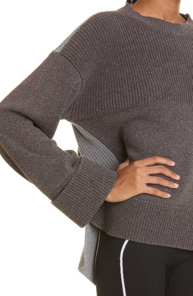 Off-White Diagonal Stripe Colorbock Sweater, Alternate, color,