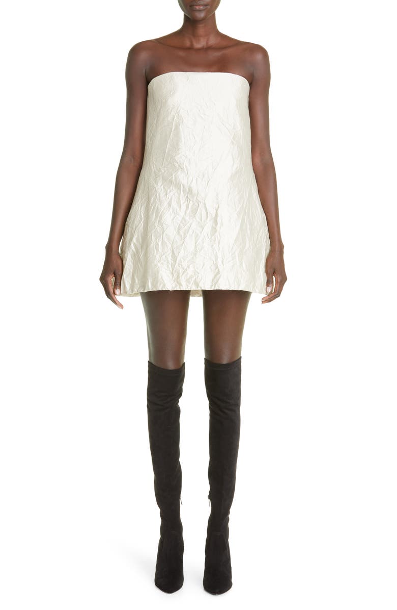 Brandon Maxwell The Aria Strapless Crinkled Satin Minidress, Main, color,