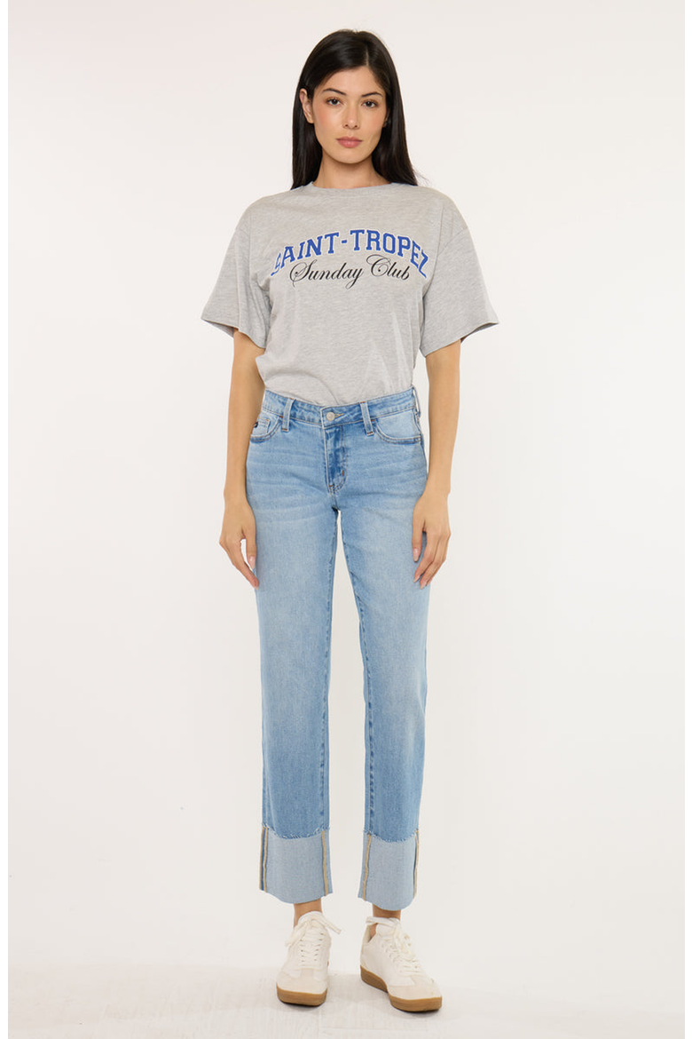 Tiffany Essentials Low Rise Straight Jeans, Main, color, Medium Light