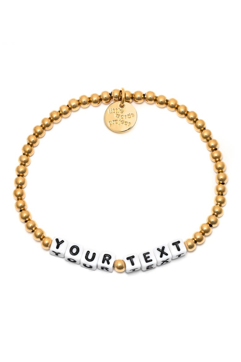Golden Waterproof Custom Beaded Stretch Bracelet, Main, color, GOLD