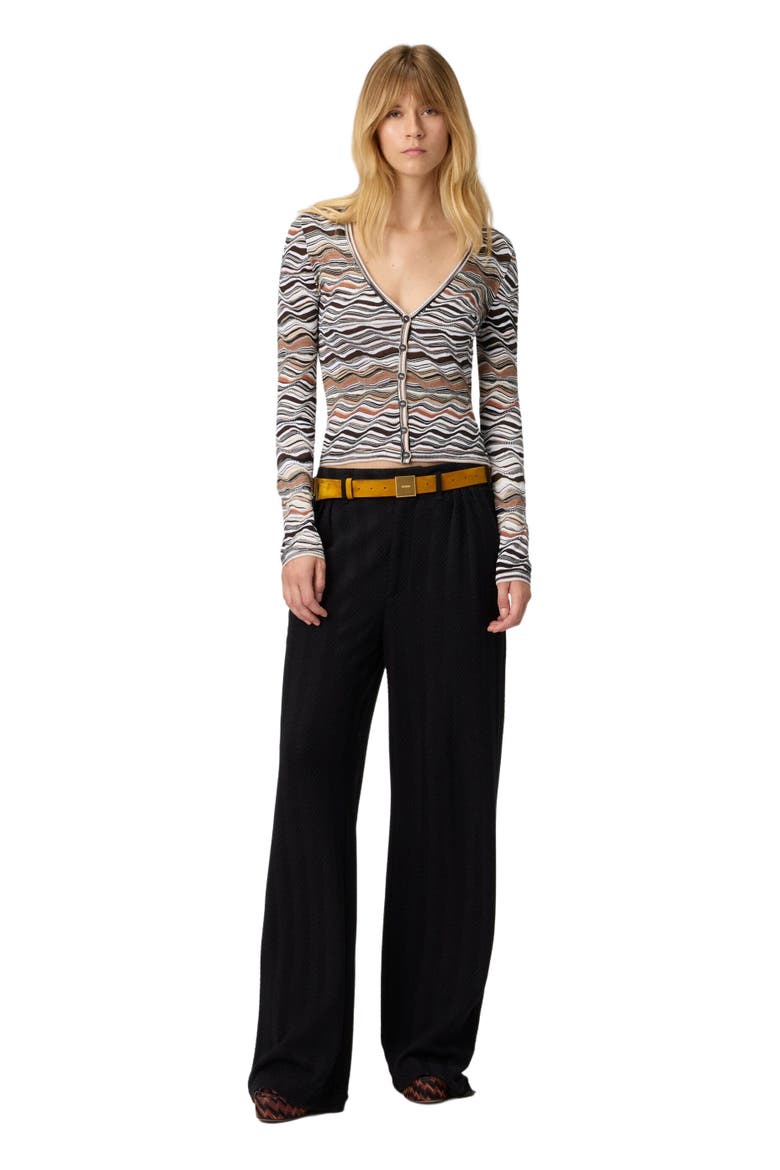 Buttoned Cardigan With Wave Pattern, Main, color, Beige & Brown