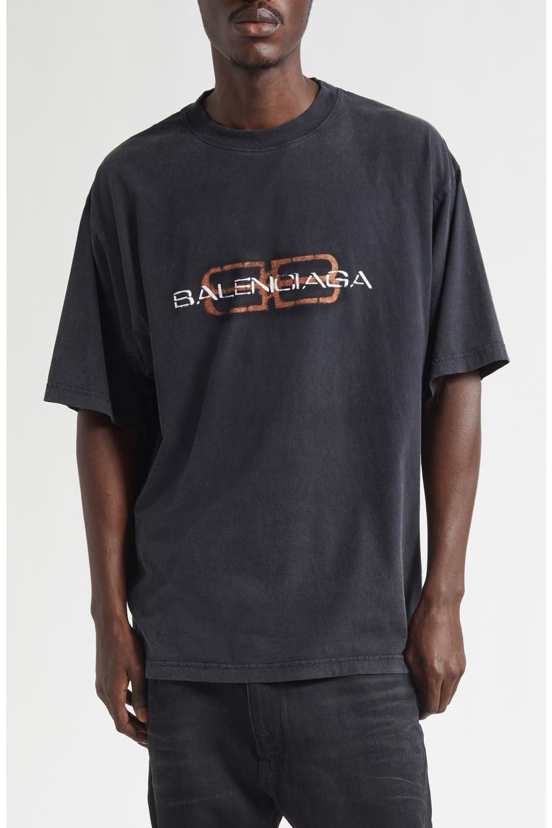 Logo Cotton Graphic T-Shirt, Main, color, FADED WASHED BLACK