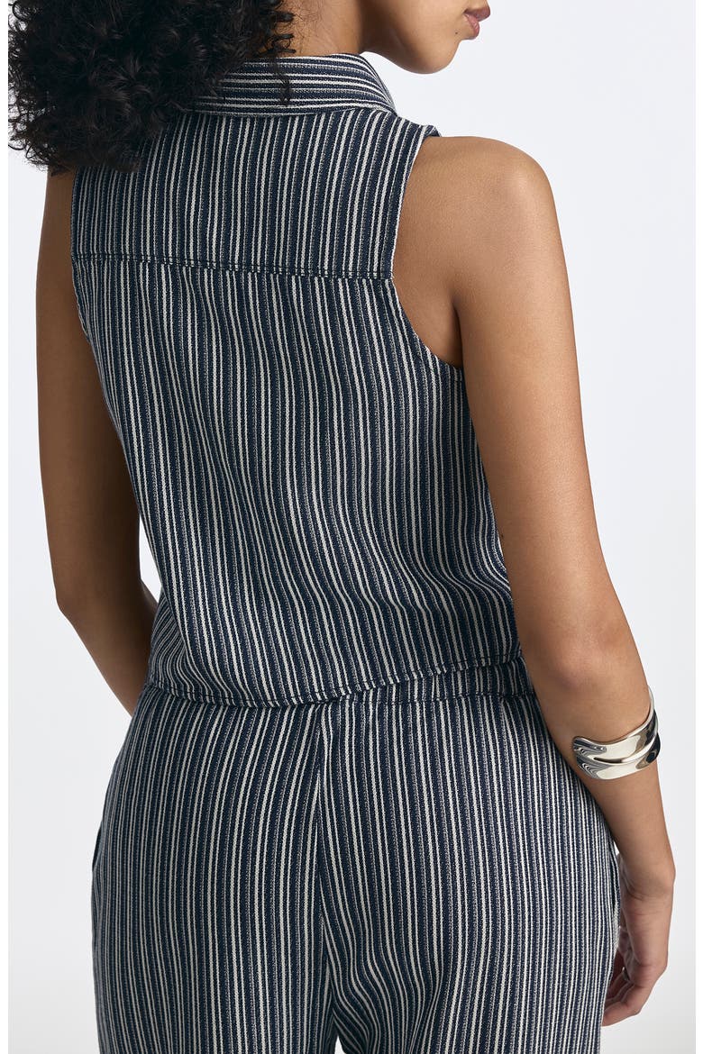 Sleeveless Button-Up Shirt, Alternate, color, INDIGO STRIPE