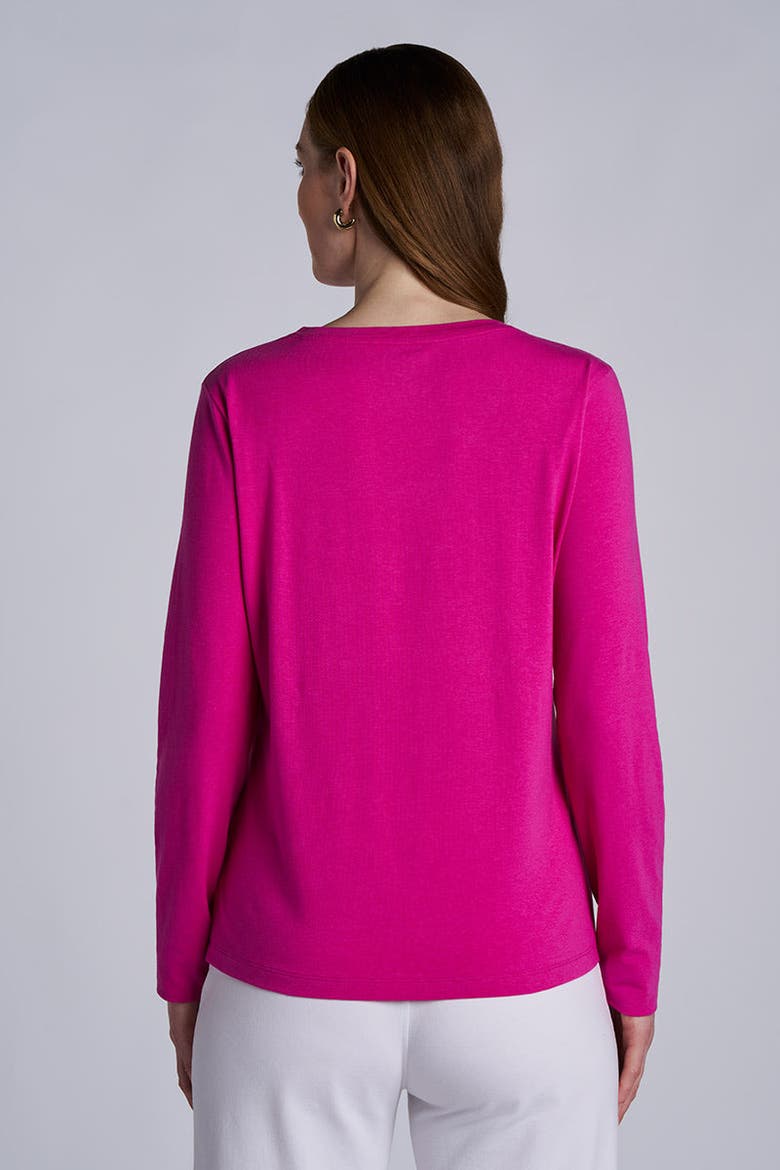 Women's Morada V-Neck Long Sleeve T-Shirt, UPF 50+ Sun Protection, Alternate, color, Fuchsia Pink