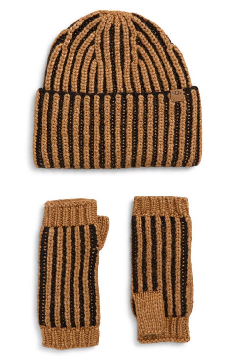 Chunky Plaited Beanie & Fingerless Mittens Set