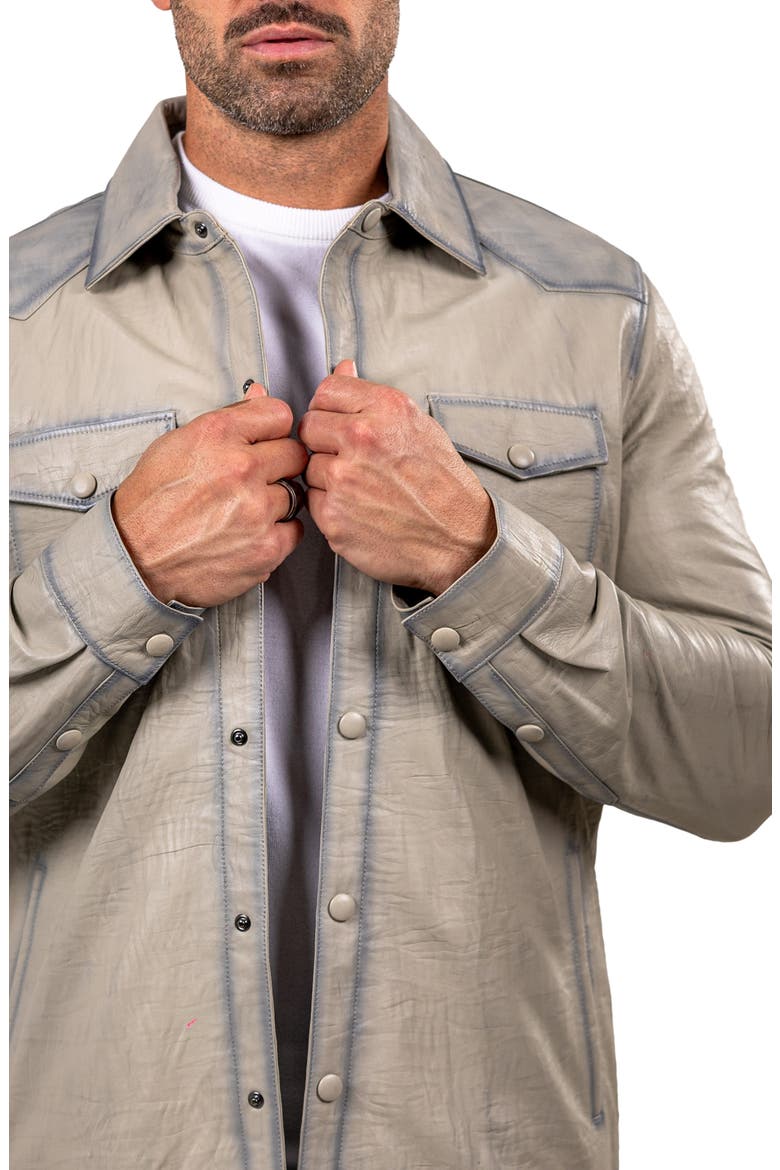 Leather Shirt Jacket, Alternate, color, WHITE