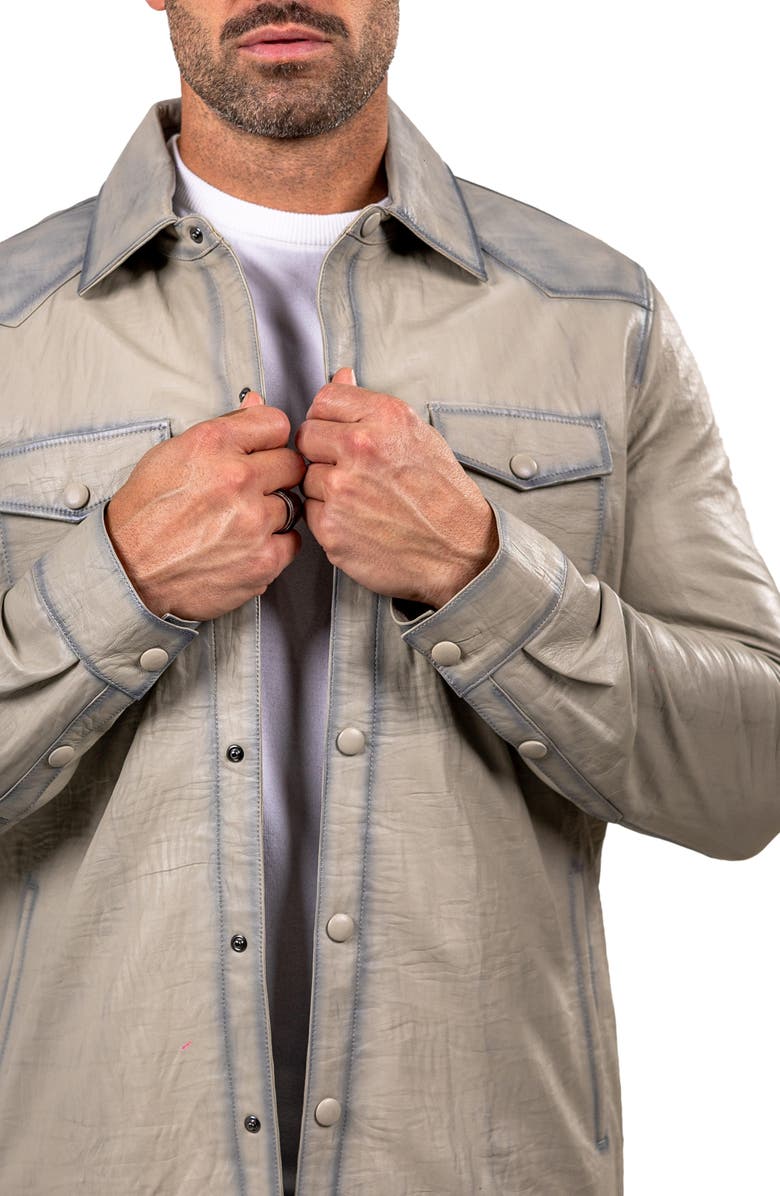Maceoo Leather Shirt Jacket, Alternate, color, White