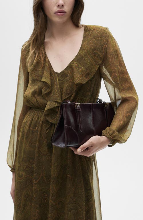 MANGO MANGO PAISLEY PRINT RUFFLE LONG SLEEVE MAXI DRESS