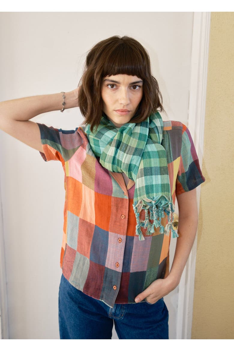 Alto Souble-sided Scarf with Tassels, Alternate, color, Garden