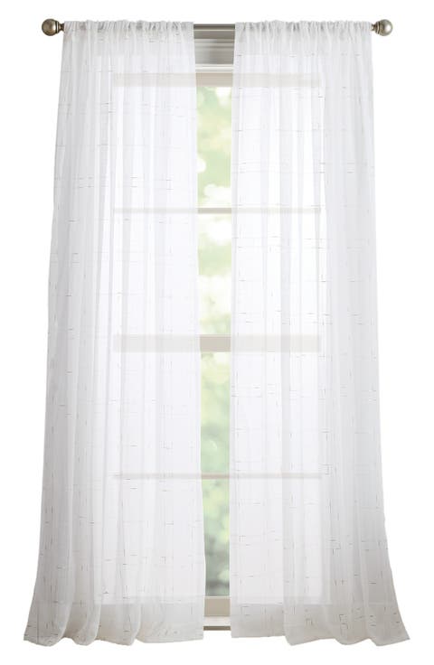 Metallic Grid Set of 2 Curtain Panels