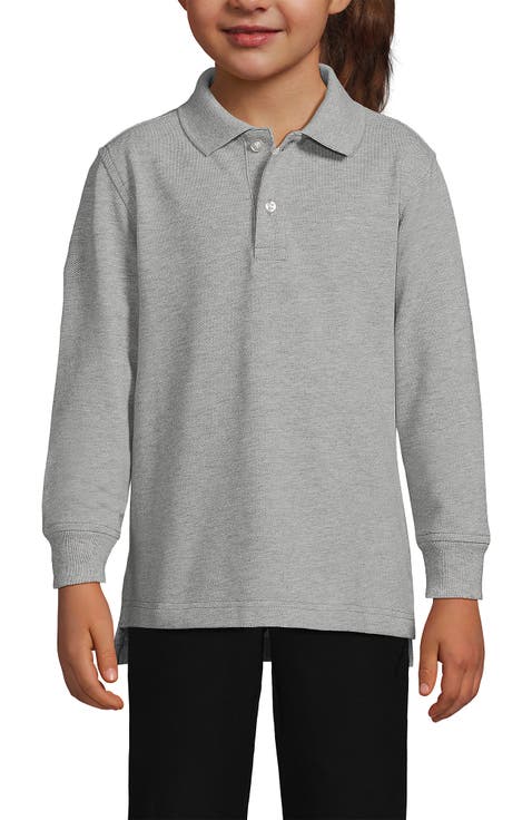 School Uniform Kids Long Sleeve Mesh Polo Shirt