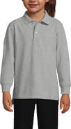 Lands' End School Uniform Kids Long Sleeve Mesh Polo Shirt