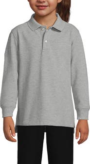 Lands' End School Uniform Kids Long Sleeve Mesh Polo Shirt