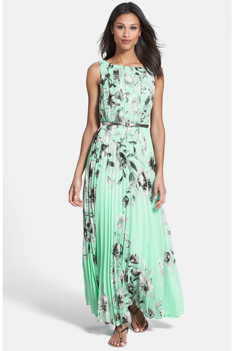 Print Chiffon Maxi Dress, Main, color, MINT
