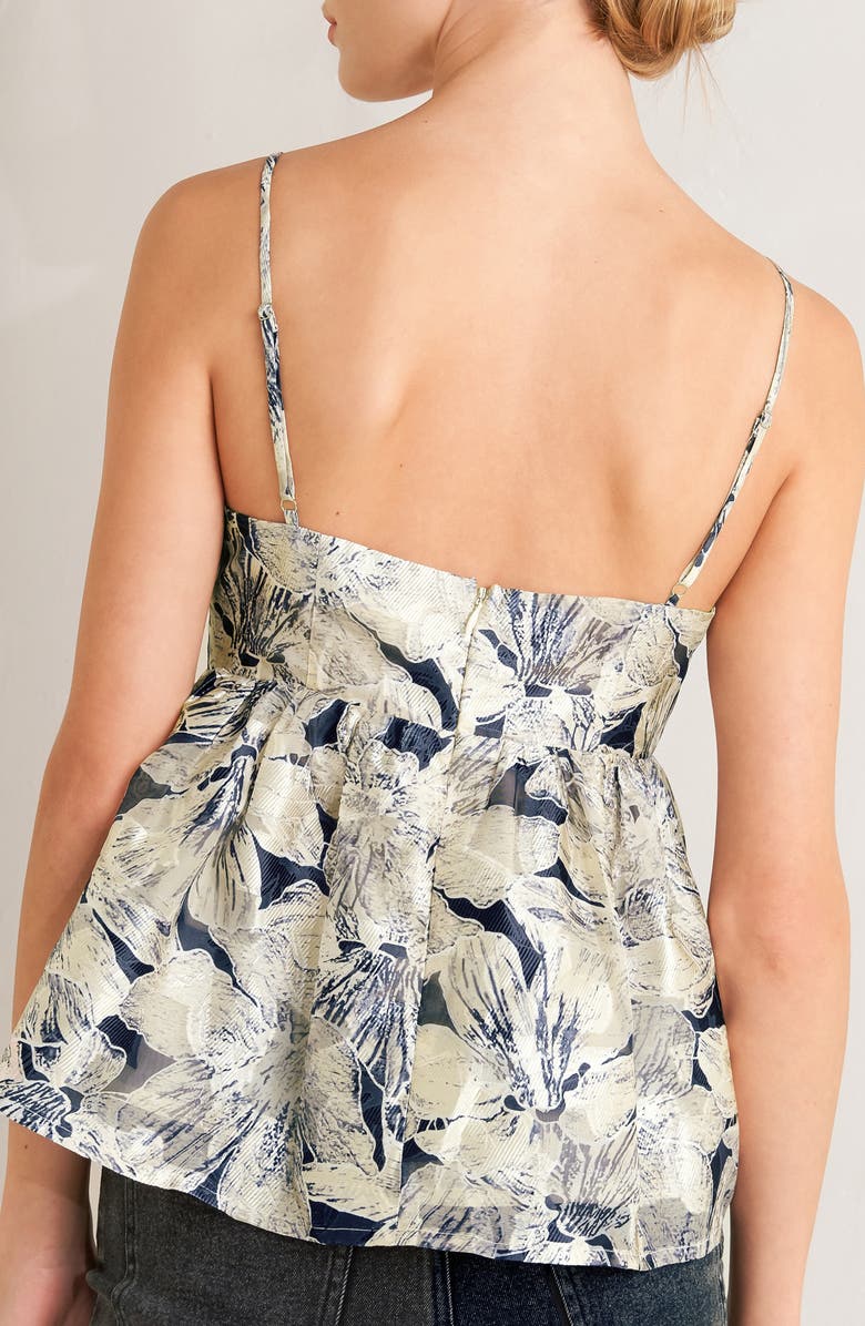 FREEMARKET Floral Jacquard Babydoll Camisole, Alternate, color, Ivory Multi